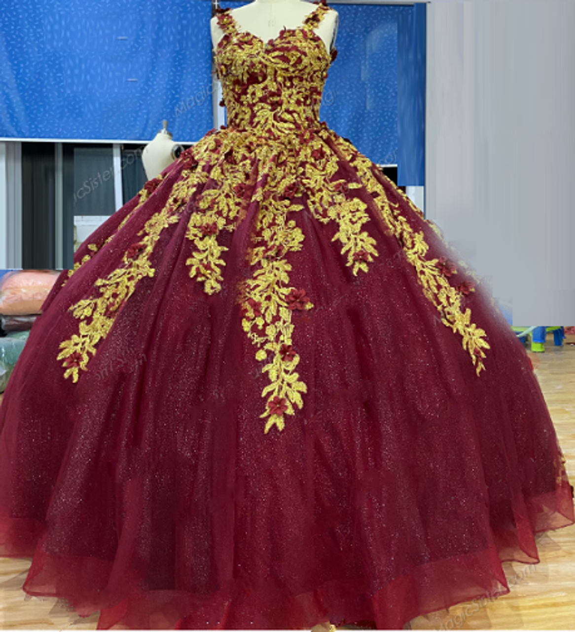 burgundy quince dress